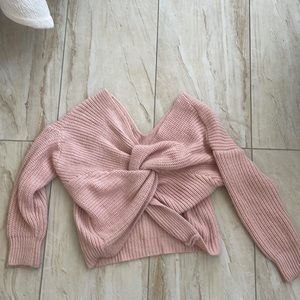 Light pink cross back knit sweater
